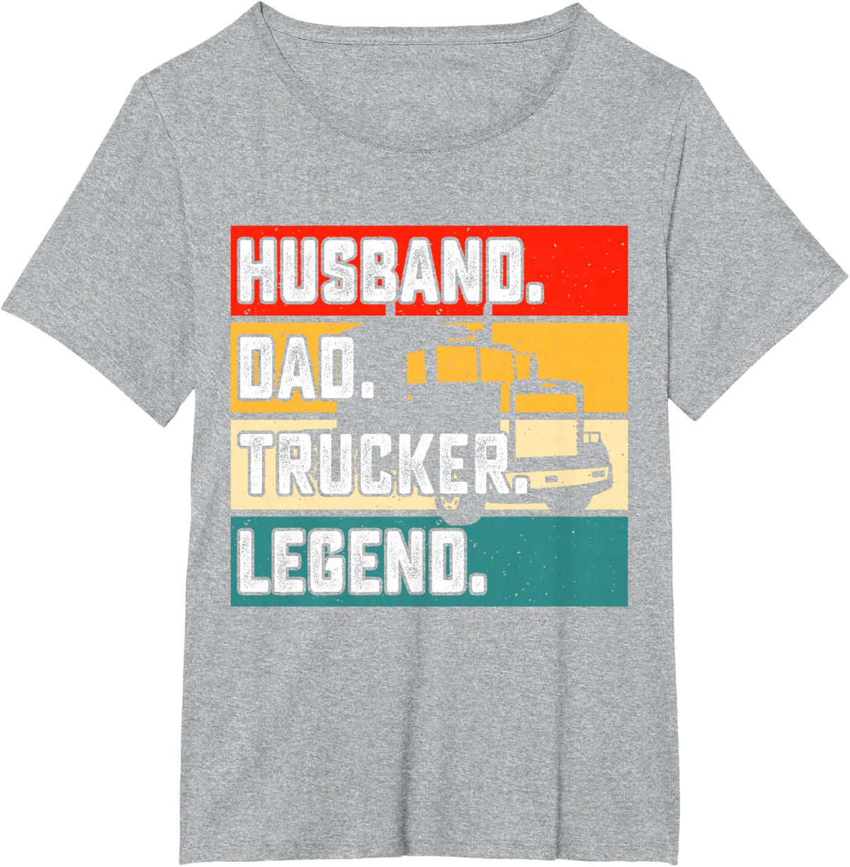 Husband Dad Trucker Legend Tee Funny Truck Driver T-Shirt for Men - Heather Grey