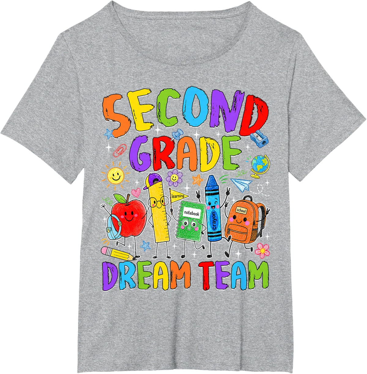 Second Grade Dream Team Tees Back to School Teacher T Shirts for Kids 2nd Grade - Heather Grey