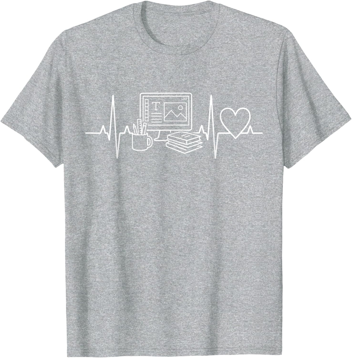 Graphic Designer Heartbeat Digital Artist Art T-Shirt - Heather Grey