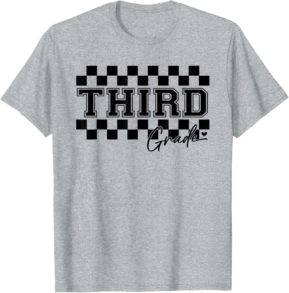 Third Grade Checkered Teacher 1st Day Back to School Women T-Shirt - Heather Grey