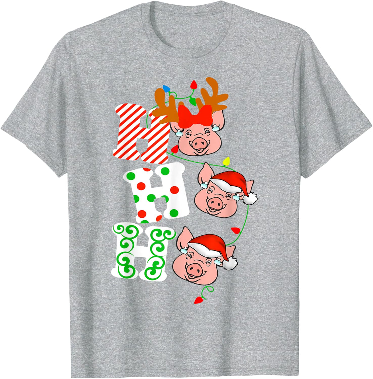 Christmas Ho Ho Ho Pigs Lover Funny Gifts For Men Women Kids T-Shirt - Heather Grey
