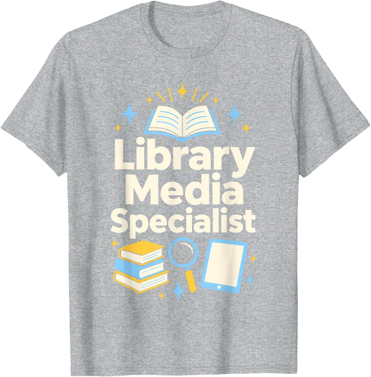Library Media Specialist School Librarian Reading Book T-Shirt - Heather Grey