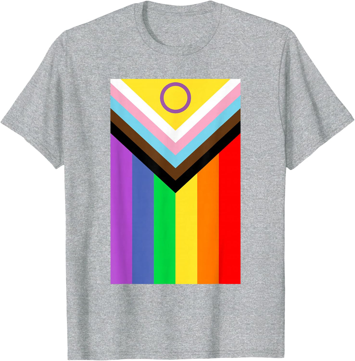 Progressive Pride Flag Intersex Inclusive LGBTQIA Equality T-Shirt - Heather Grey