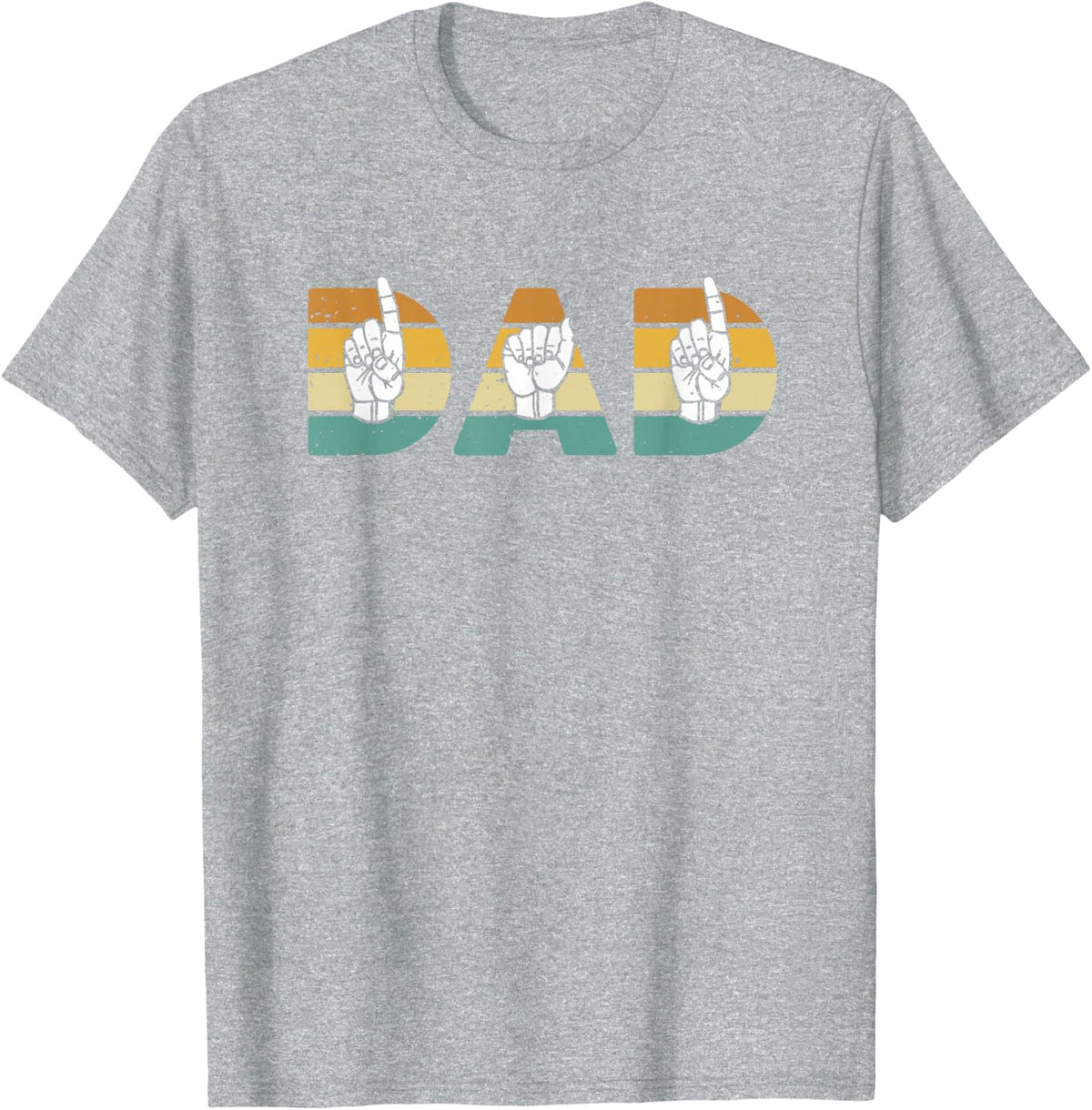 ASL Dad American Sign Language Deaf Awareness Support T-Shirt - Heather Grey