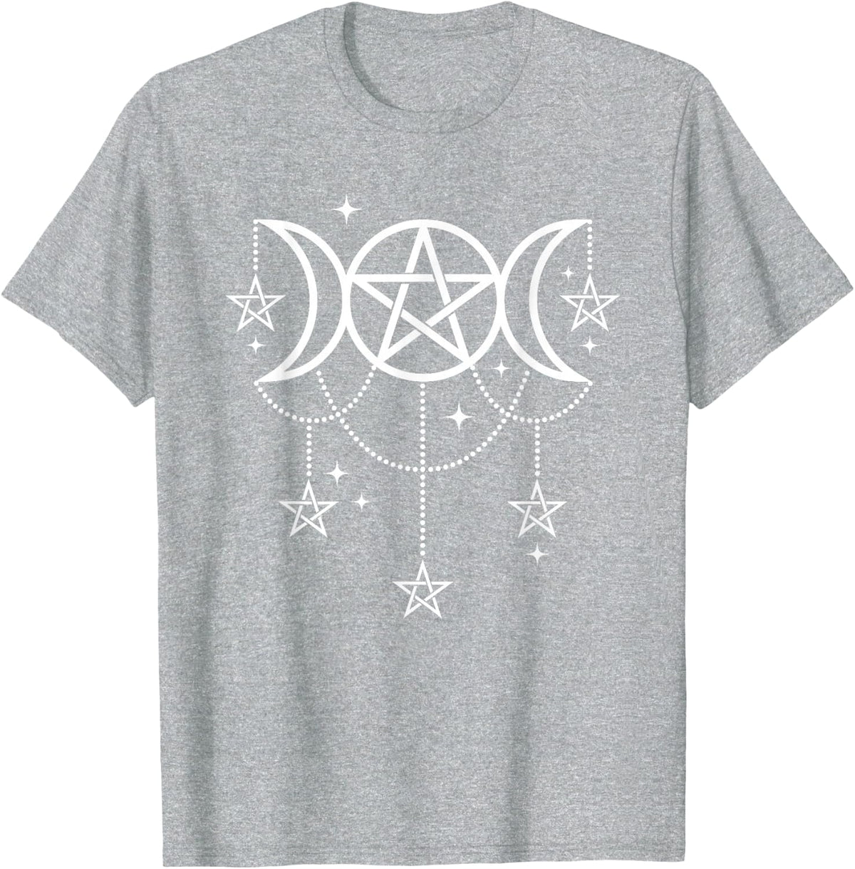 3 Moon Goddess Pentacle Pagan Wiccan Icon T-Shirt - Heather Grey