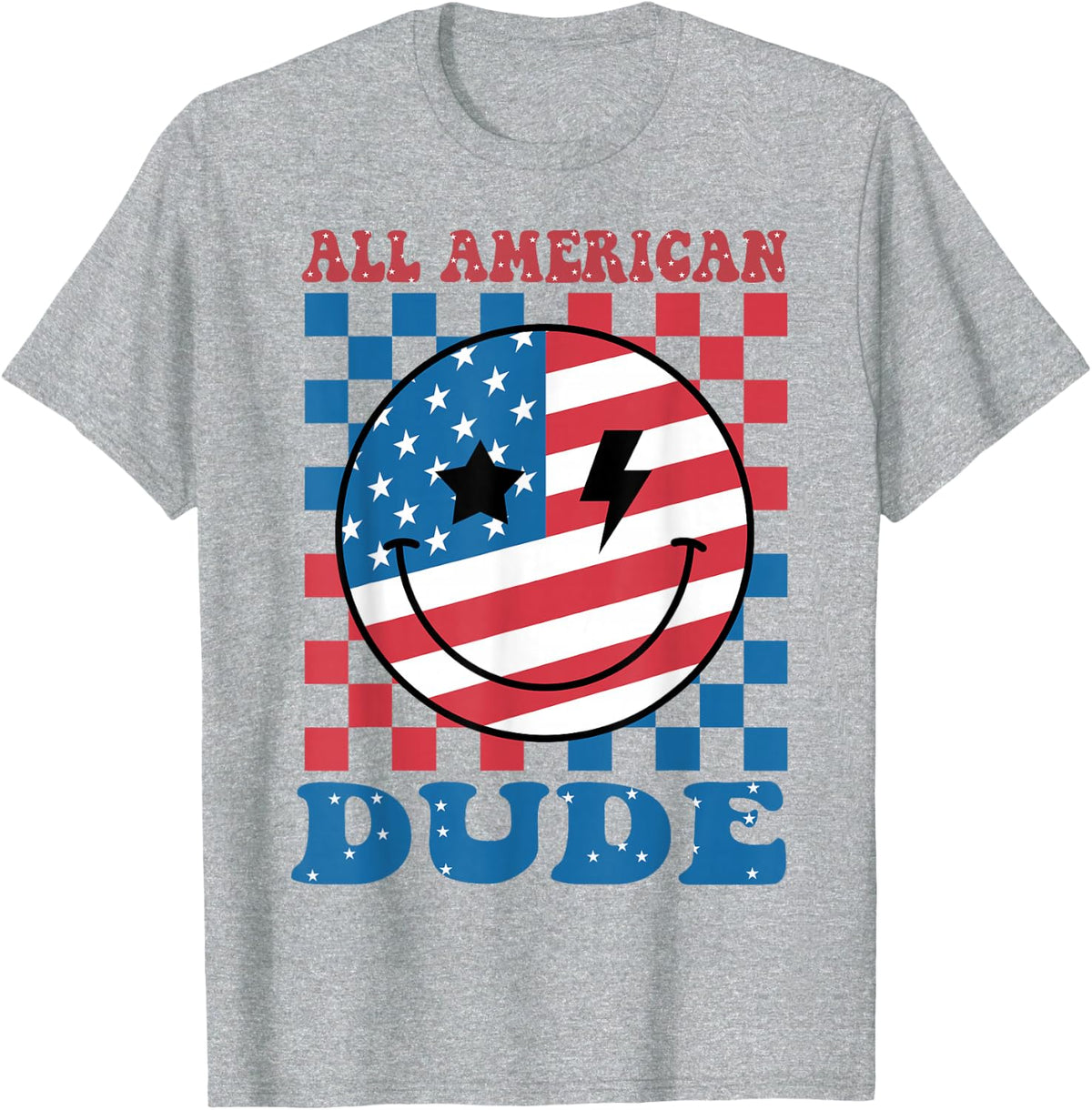 4th July Shirt All American Dude Funny Kids Baby Boy Toddler T-Shirt - Heather Grey