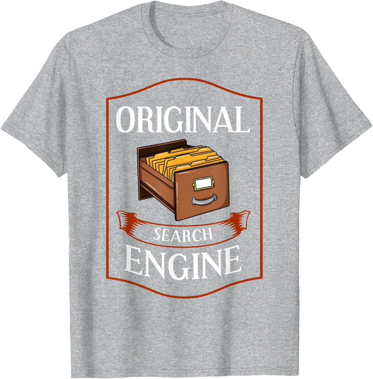 Card Catalog Library Librarian T-Shirt - Heather Grey