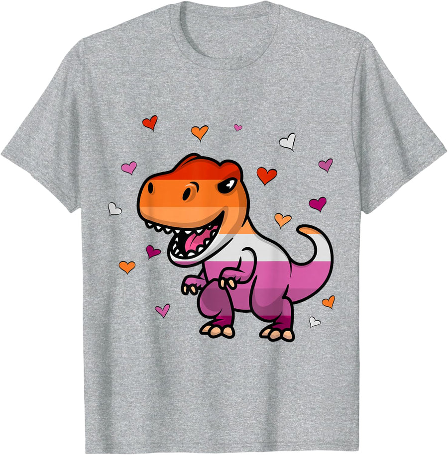 Funny Lesbian Pride Shirt Lesbian Pride Flag Colours Tee T-Shirt - Heather Grey