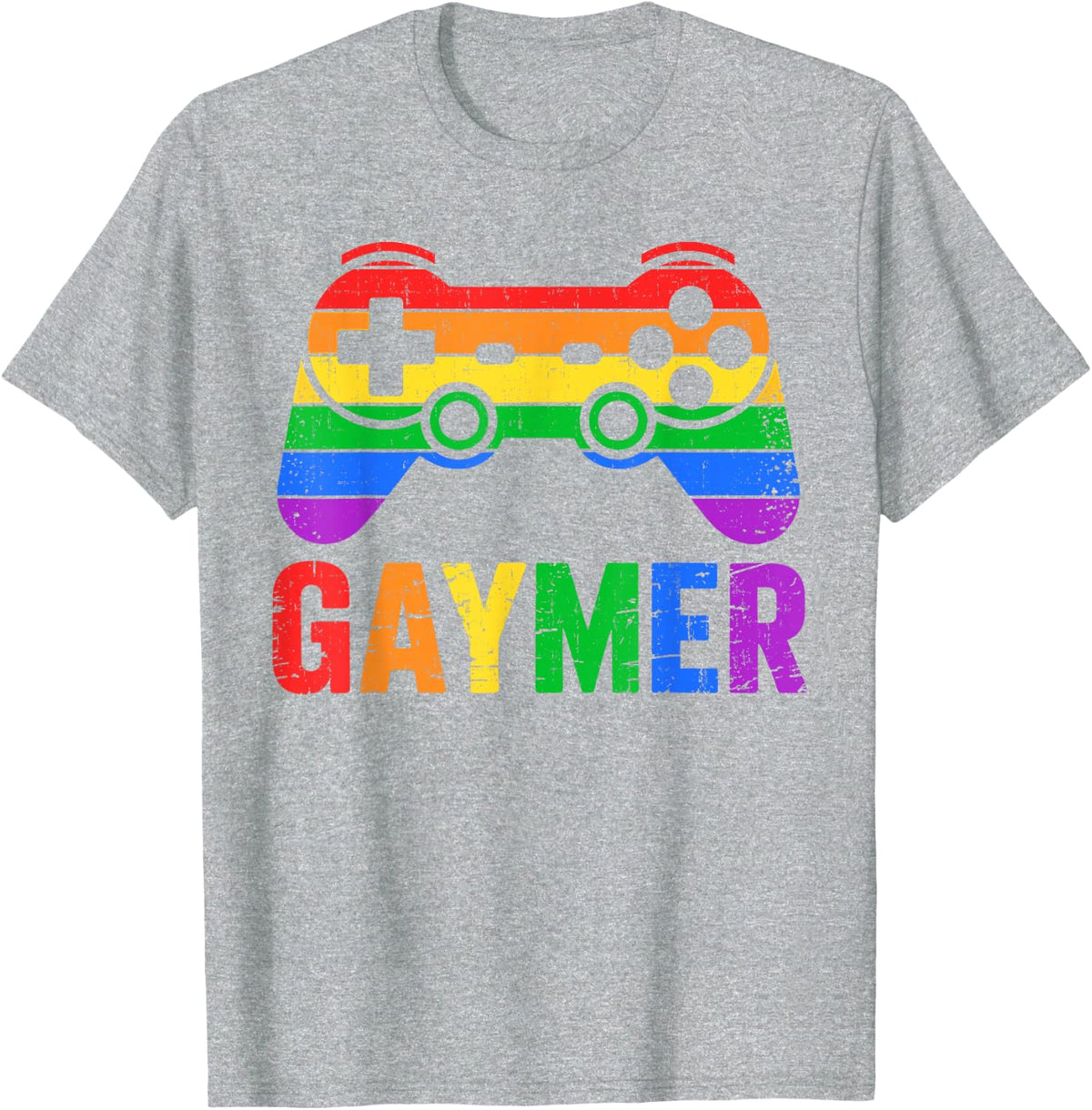 Funny Gaymer Rainbow Game Pride Tee LGBT Support T-Shirt for Men Women Kids - Heather Grey