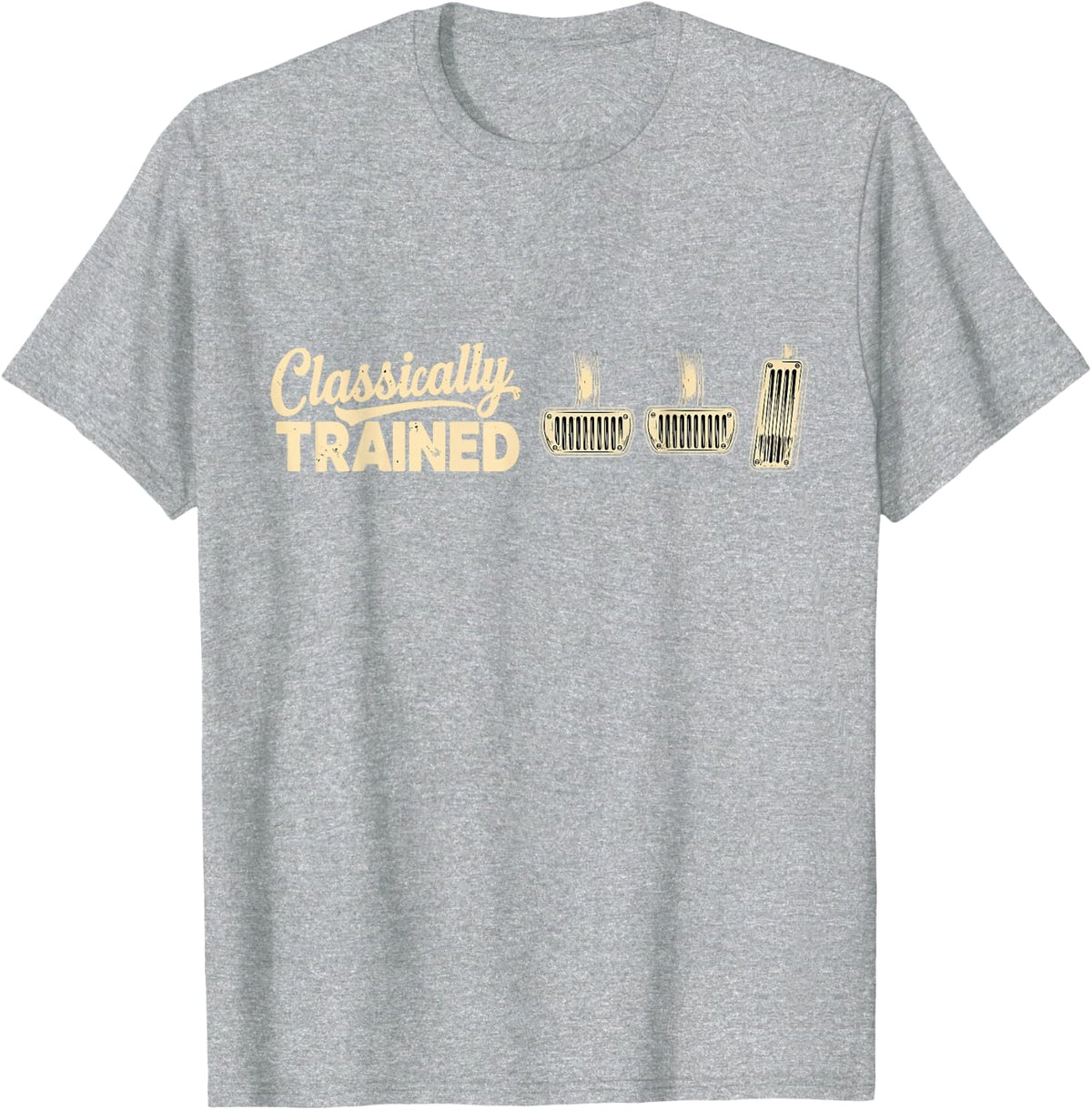 Three Pedals Classically Trained Manual Transmission Driver T-Shirt Tee for Stick Shift Enthusiasts - Heather Grey
