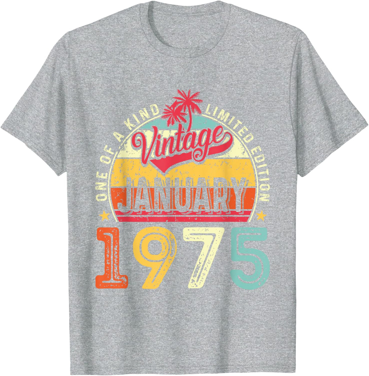 Vintage 50th Birthday Gift Vintage January 1975 Men Women T-Shirt - Heather Grey