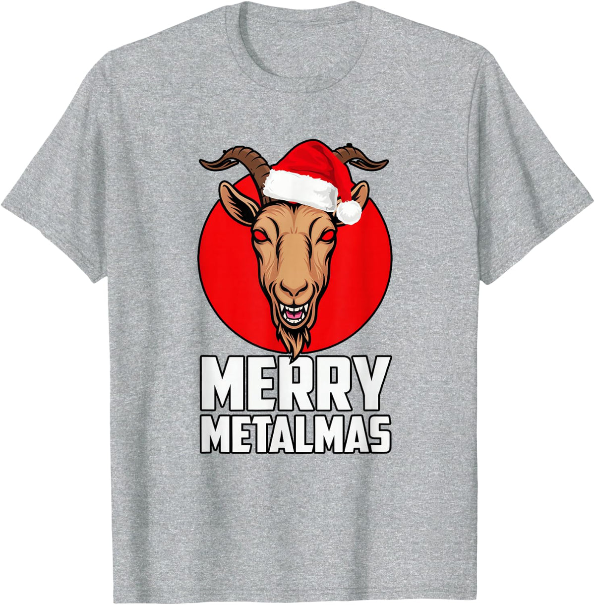 Merry Metalmas Hail Santa Winter Solstice Gothic Christmas T-Shirt - Heather Grey