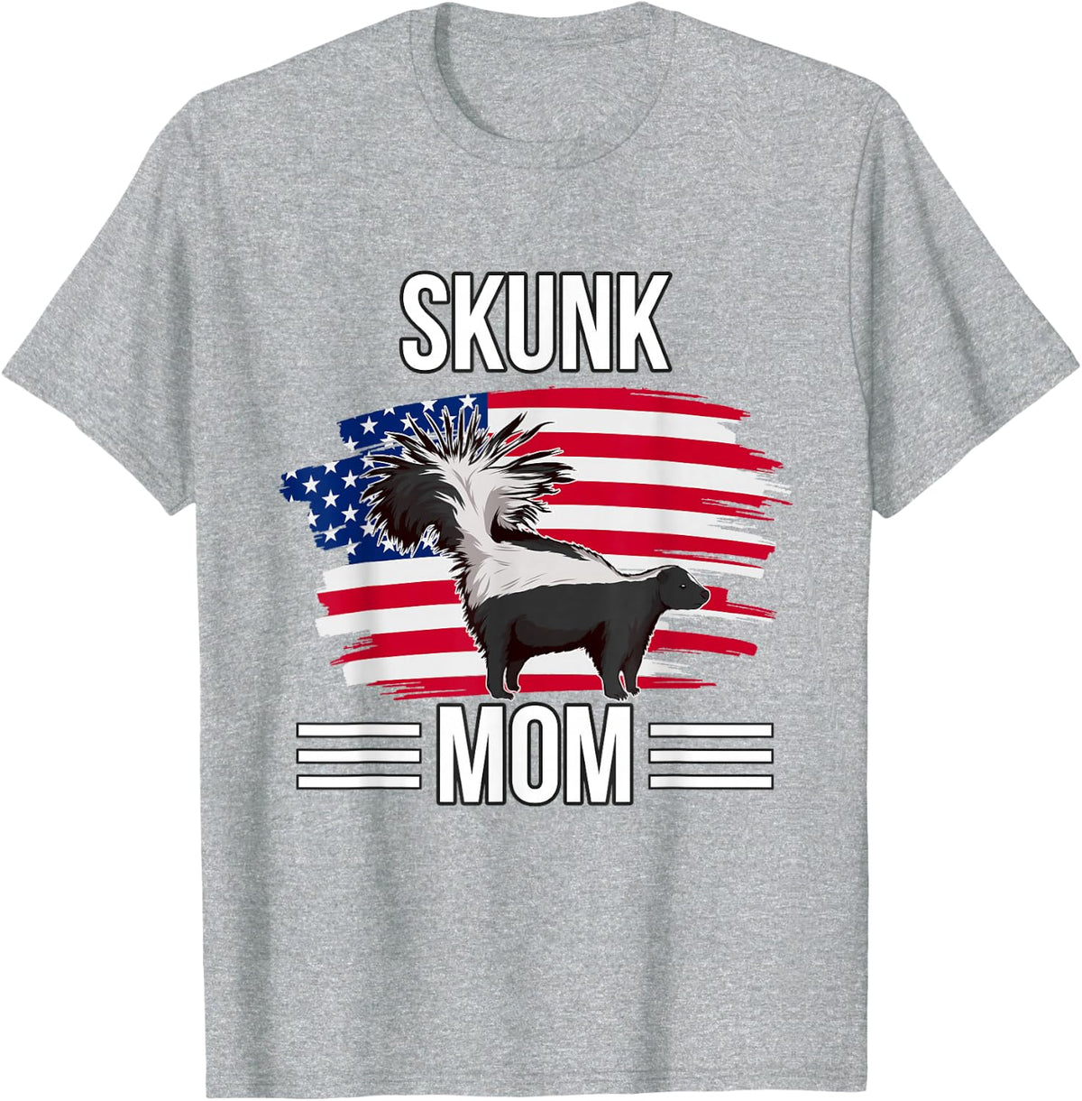 USA Flag 4th Of July Mother's Day Merica Skunk Mom T-Shirt - Heather Grey