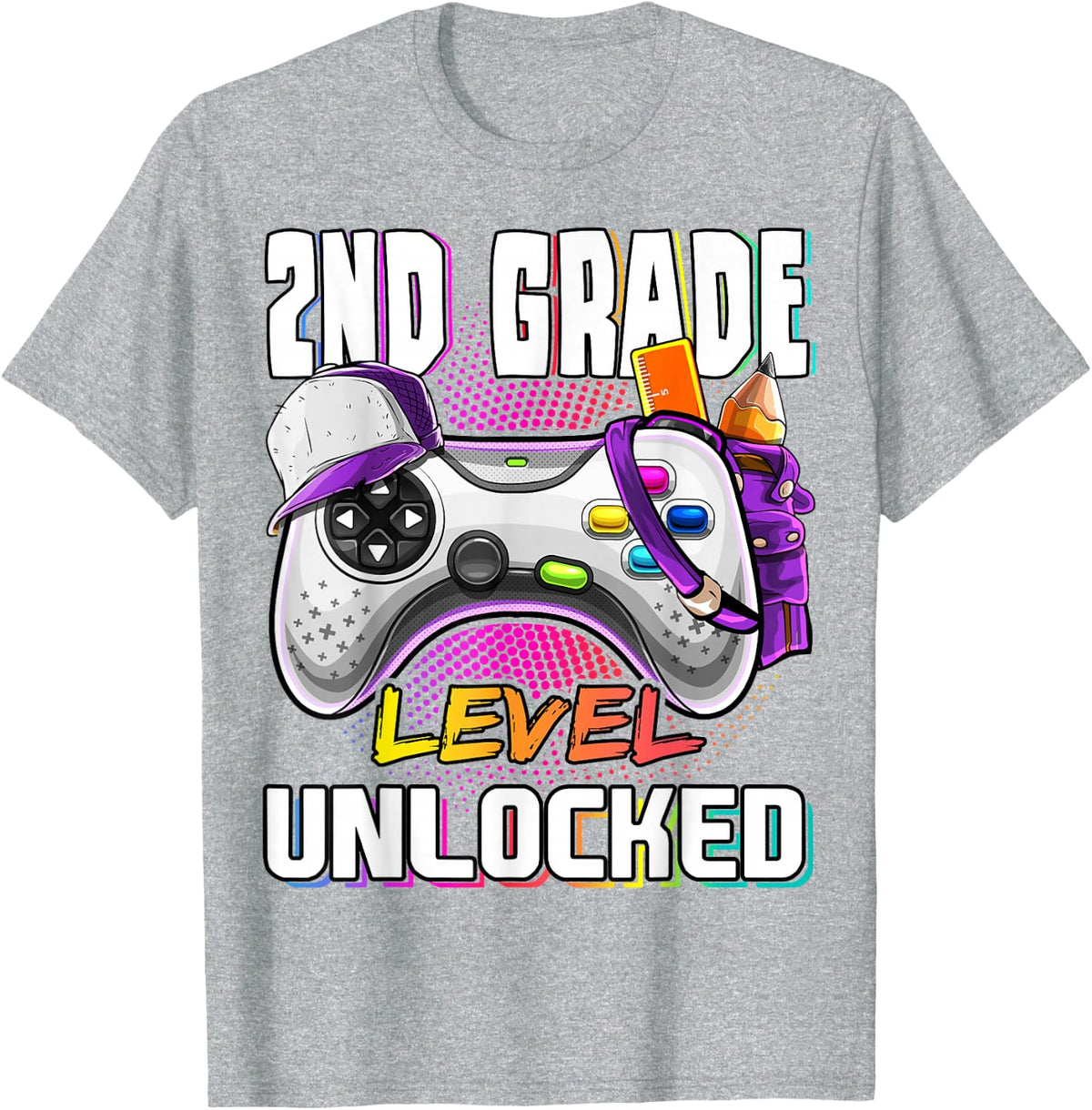 2nd Grade Level Unlocked Back to School Video Game Girls T-Shirt - Heather Grey
