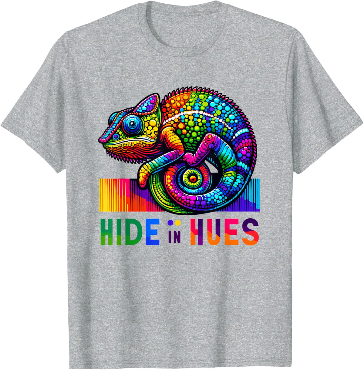 Chameleon Camo Hide in Hues Vibrant Color Changing Reptile T-Shirt - Heather Grey