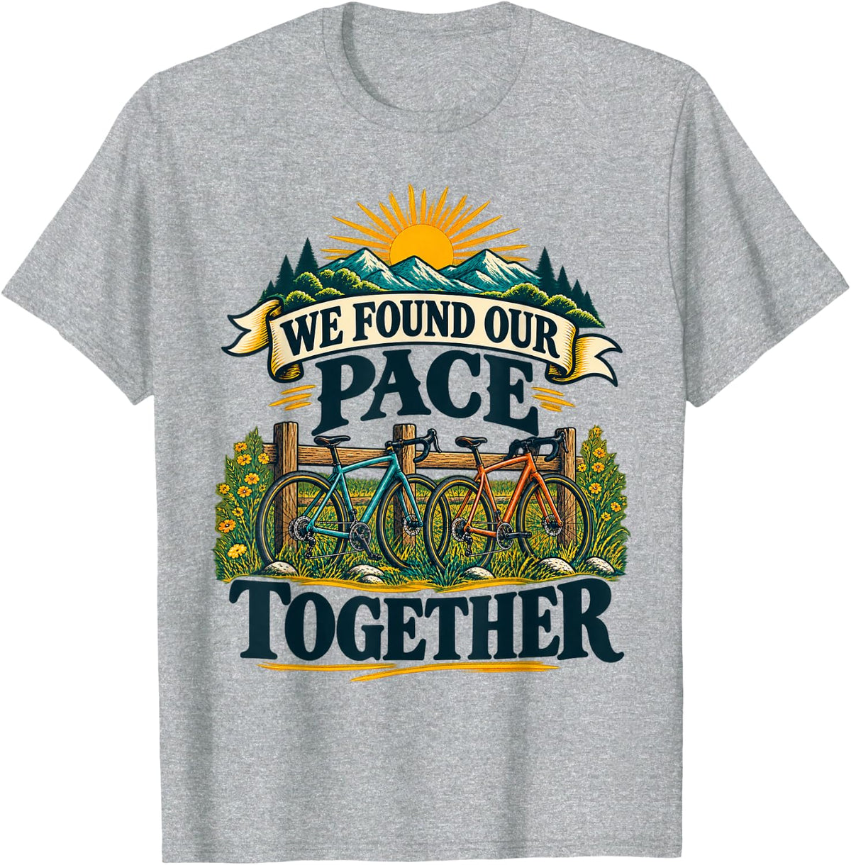 We Found Our Pace Together Bike Couple Ride T-Shirt - Heather Grey