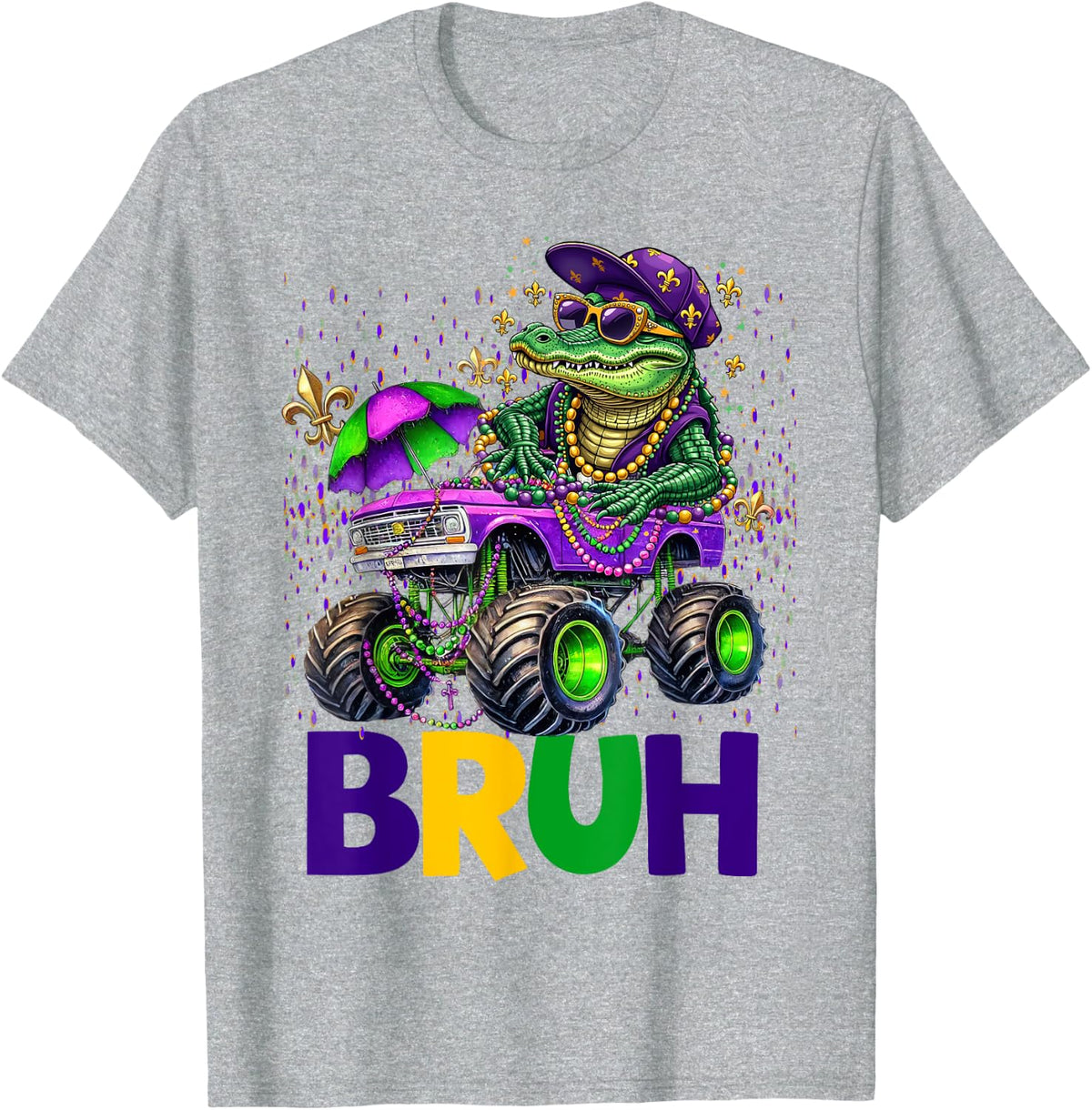 Bruh Mardigator Alligator Mardi Gras Costume Teens Boys Kids T-Shirt - Heather Grey