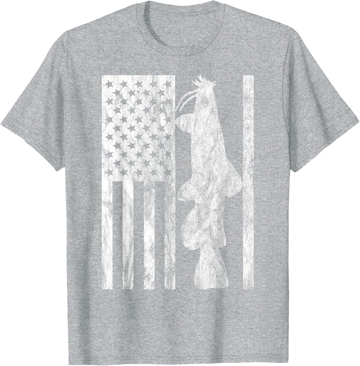Catfishing American Flag T-Shirt - Catfish Angler Tee for Fishing Enthusiasts - Heather Grey