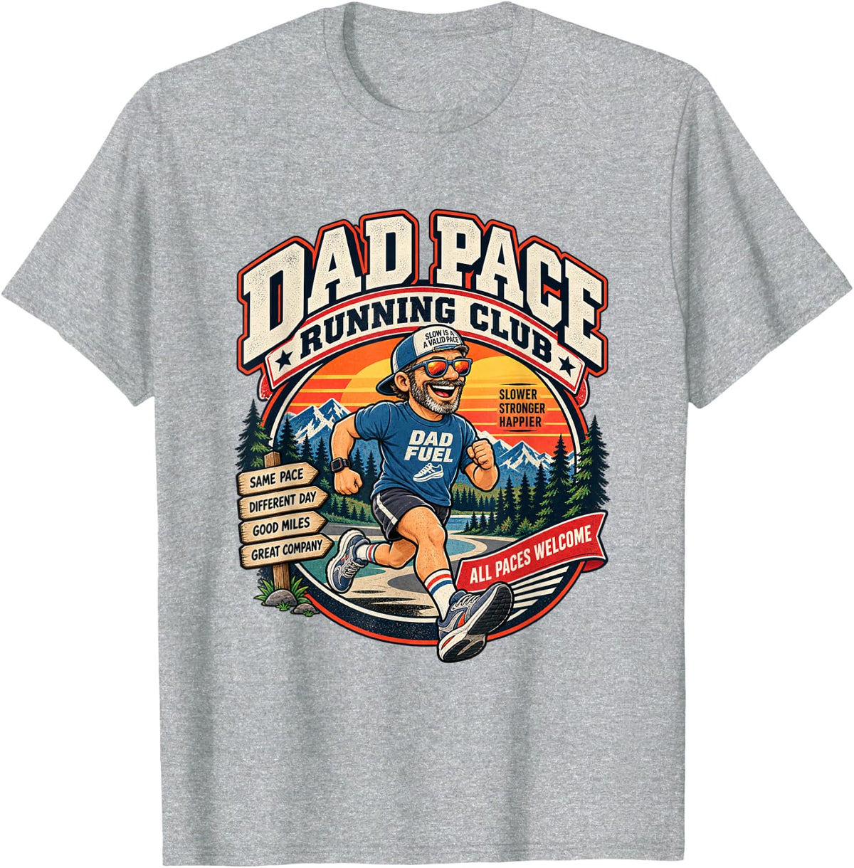 Dad Pace Running Club Funny Runner Father T-Shirt - Heather Grey