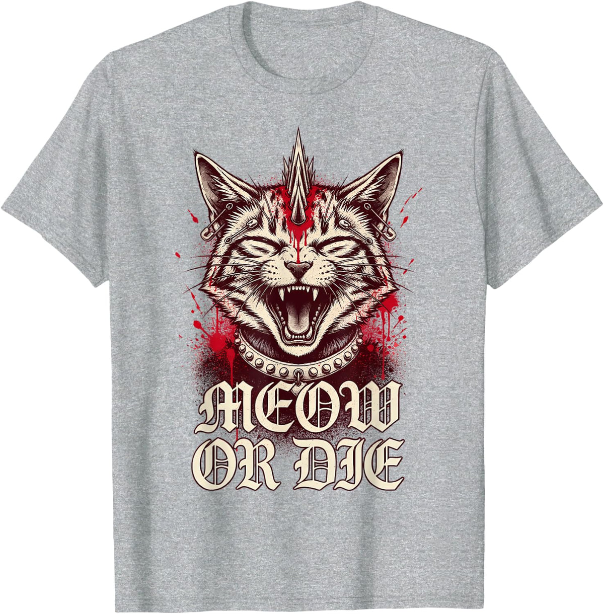 Meow Punk Rock Music Festival Rebel Funny Punker T-Shirt - Heather Grey