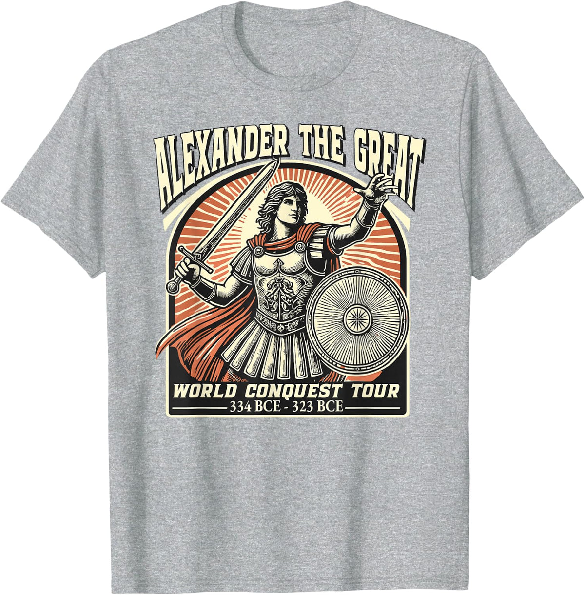 Alexander the Great Conqueror Greek History World Tour T-Shirt - Heather Grey