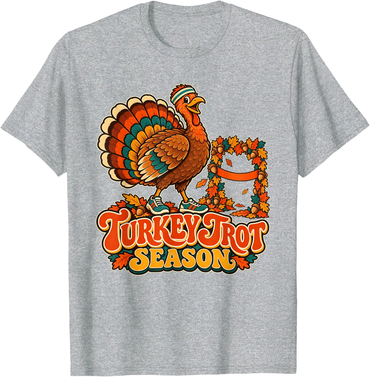 Turkey Trot Season Runner Thanksgiving Race T-Shirt - Heather Grey