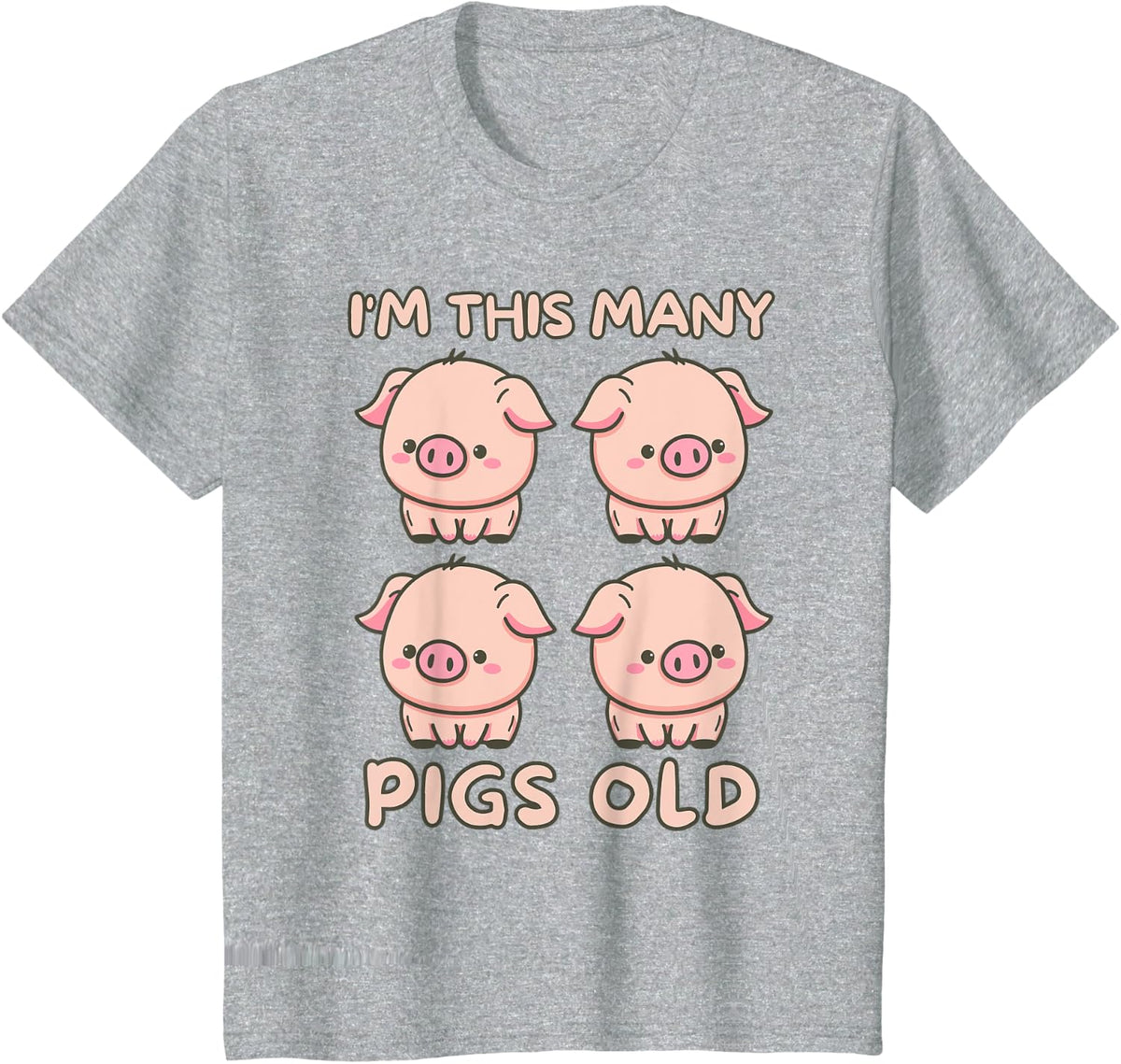 Kids I'm This Many Pigs Old - 4th Birthday Pig 4 Years Old Bday T-Shirt - Heather Grey